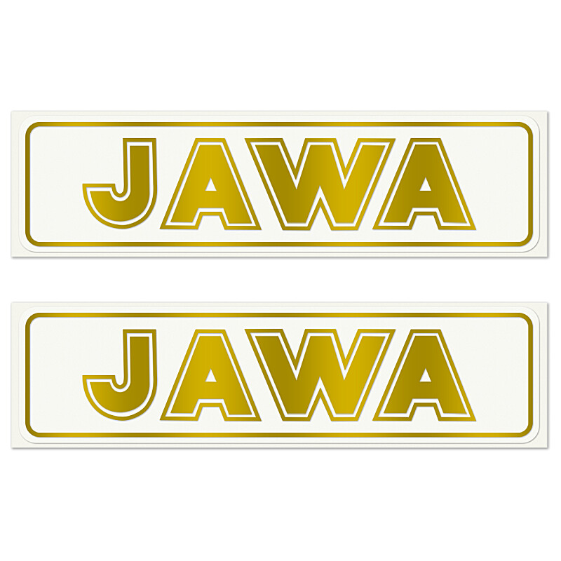 Samolepka Jawa - zlatá 14,5x4 - 2 ks