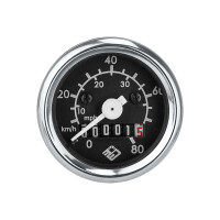 Tachometr 80km/h s podsvícením Babetta - černý ciferník