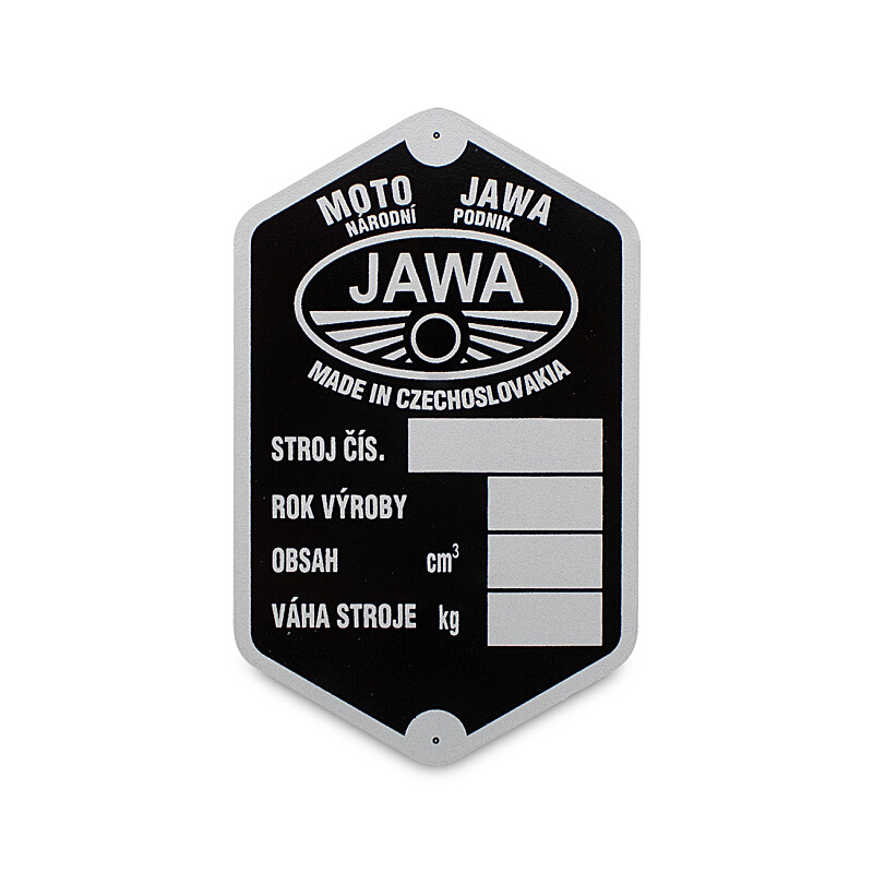 Štítek rámu JAWA 150 Kyvačka
