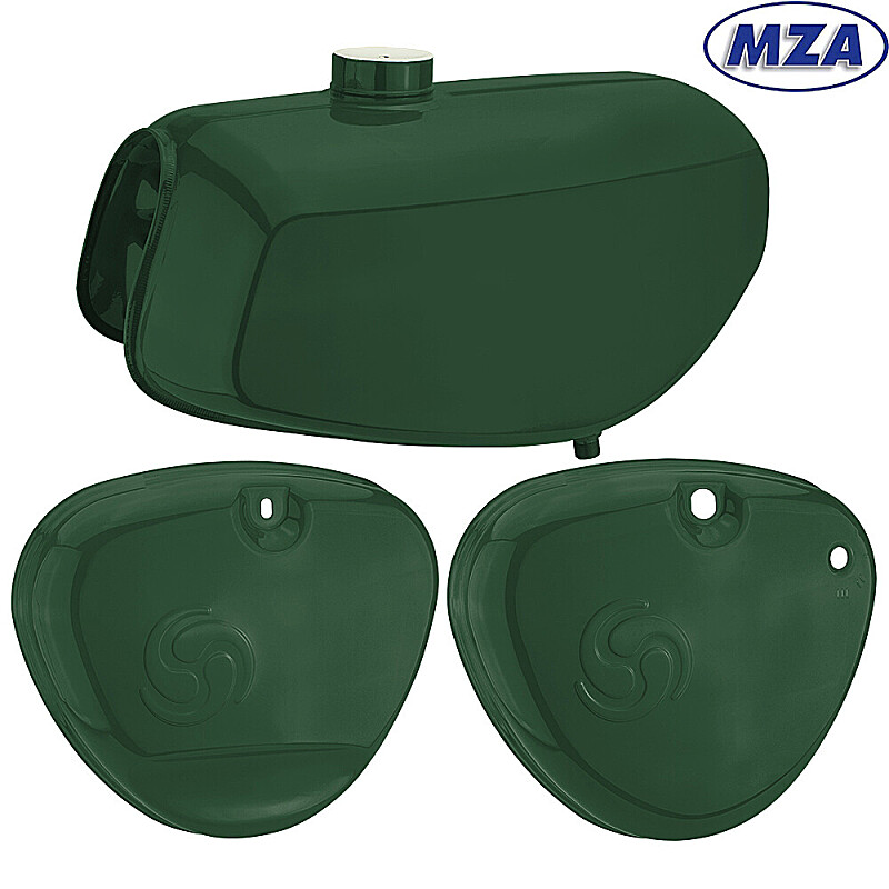 Nádrž + víka schránky Simson S51 Enduro tmavě zelená - MZA - POŠKOZENÁ