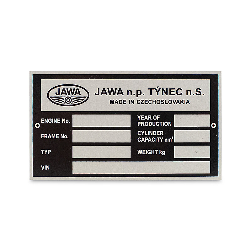 Štítek rámu Jawa 250/350/500 soutěžní - Anglický (42)