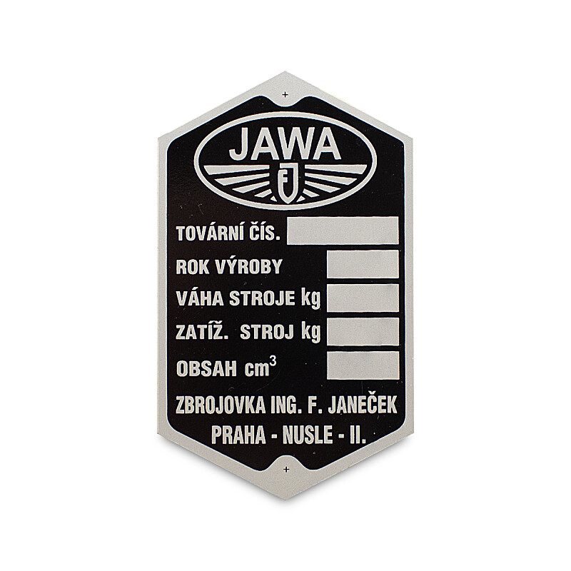 Štítek rámu předválečná Jawa Speciálka, 350 OHV/SV (51)