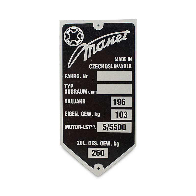 Štítek rámu Tatran 100 - 125 ccm - skútr