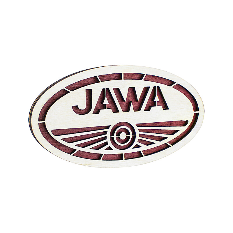 Dřevěná magnetka logo Jawa - 10x5,5cm