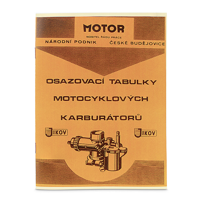 Osazovací tabulky motocyklových karburátorů Jikov