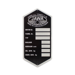 Štítek rámu Jawa 250/350 Panelka - Německy