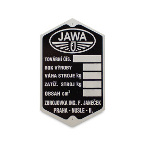 Štítek rámu předválečná Jawa Speciálka, 350 OHV/SV