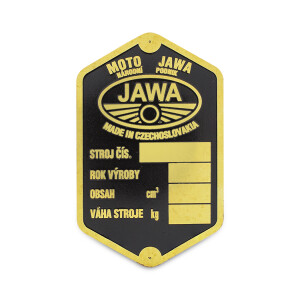 Štítek rámu Jawa 250/350 Pérák - mosaz leptaný
