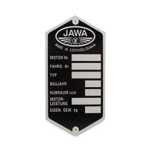 Štítek rámu Jawa 250/350 Kyvačka - Německy