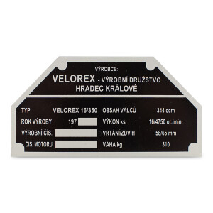 Štítek rámu Velorex 350 1970-1979