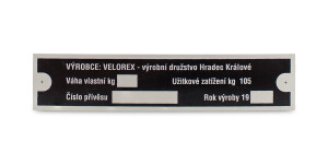 Štítek rámu Velorex Sidecar