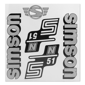Sada samolepek Simson S51 N - stříbrná