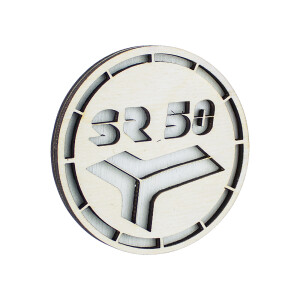 Dřevěná magnetka Simson SR50 - 6cm - bílá