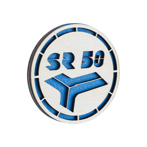 Dřevěná magnetka Simson SR50 - 6cm - modrá